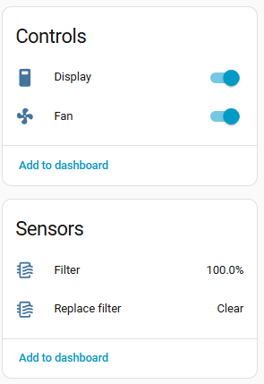 Home Assistant Dashboard - Controls